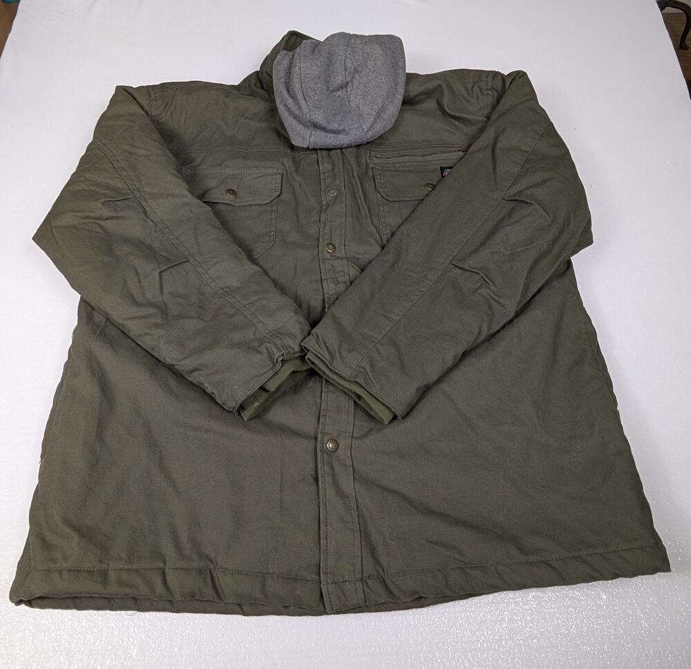 Dickies Work Jacket Mens XXL Green Pockets Quilt Lined Insulated Hooded Utility